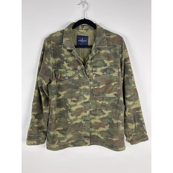 American Eagle Outfitters Jackets & Blazers - Vtg Y2K American Eagle Women's Camo Embroidered Nah Jacket Size L Broken Heart